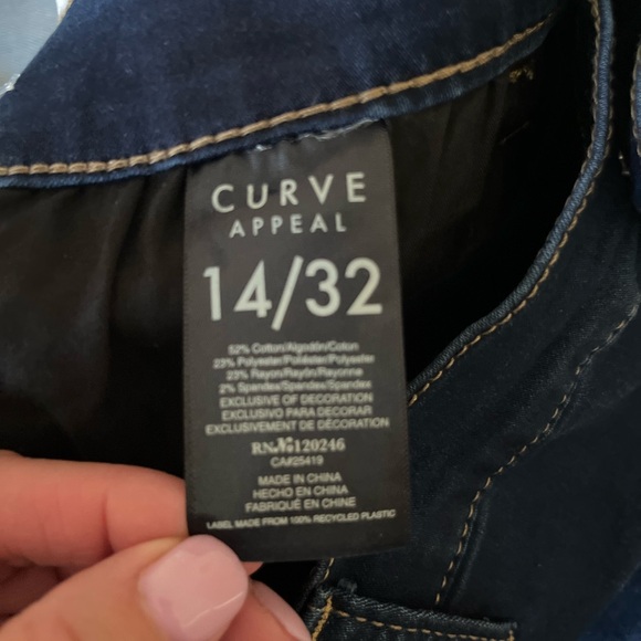 Curve Appeal High Rise Essential Skinny Jean Women 14/32 Blue Grunge Casual NEW - Picture 8 of 11